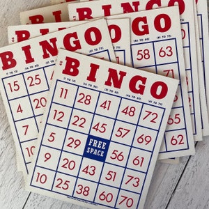 Vintage weiße weiße und blaue Vintage Bingo Karte
