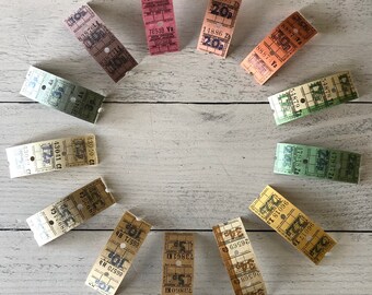 Vintage UK Rainbow Bus Ticket Set 13 Farben