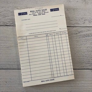 Vintage Ford Rhia Auto Sales Statements Vintage Ephemera Set mit 3 Blättern