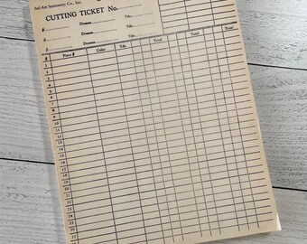 Vintage Cutting Ticket Forms for Clothiers & Dressmakers Single Sheet