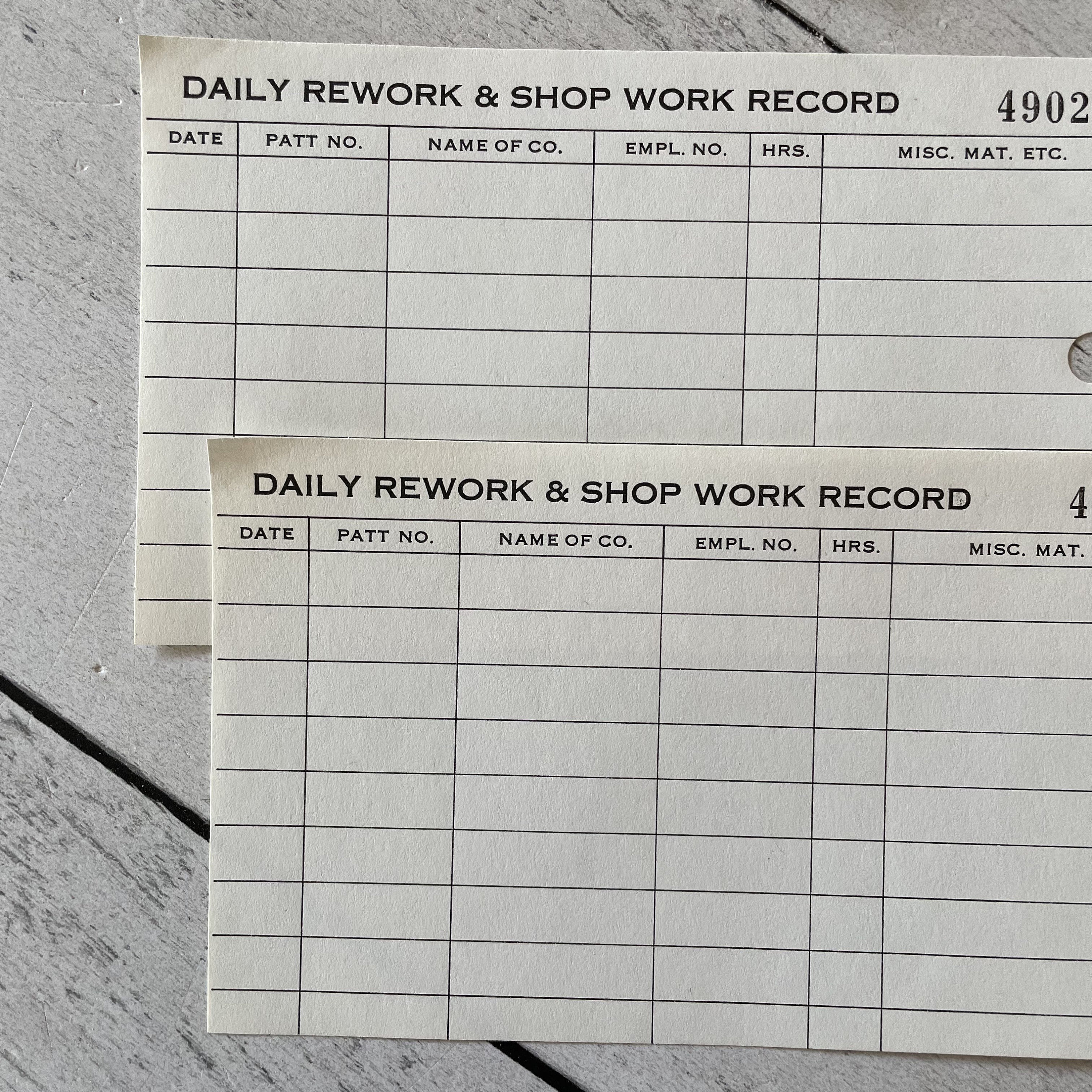 Recording Rework Vintage Daily Rework & Shop Work Record Slips Set of 5 - Etsy