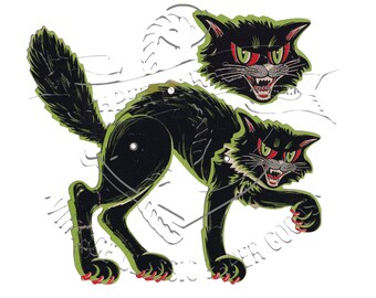 Vintage Halloween Beistle Black Cat PNG Digital Image Clip Art Commercial Use