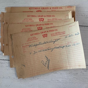 Ricevuta dell'ordine Kittrell Grain & Feed Co. vintage del 1953