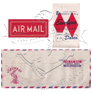 Vintage Air Mail Ephemera Conjunto de 3 PNG Imagen Digital Clip Art Uso Comercial