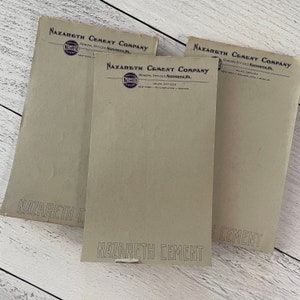 Vintage Nazareth Cement Co Papel de notas con membrete Conjunto de 5 hojas