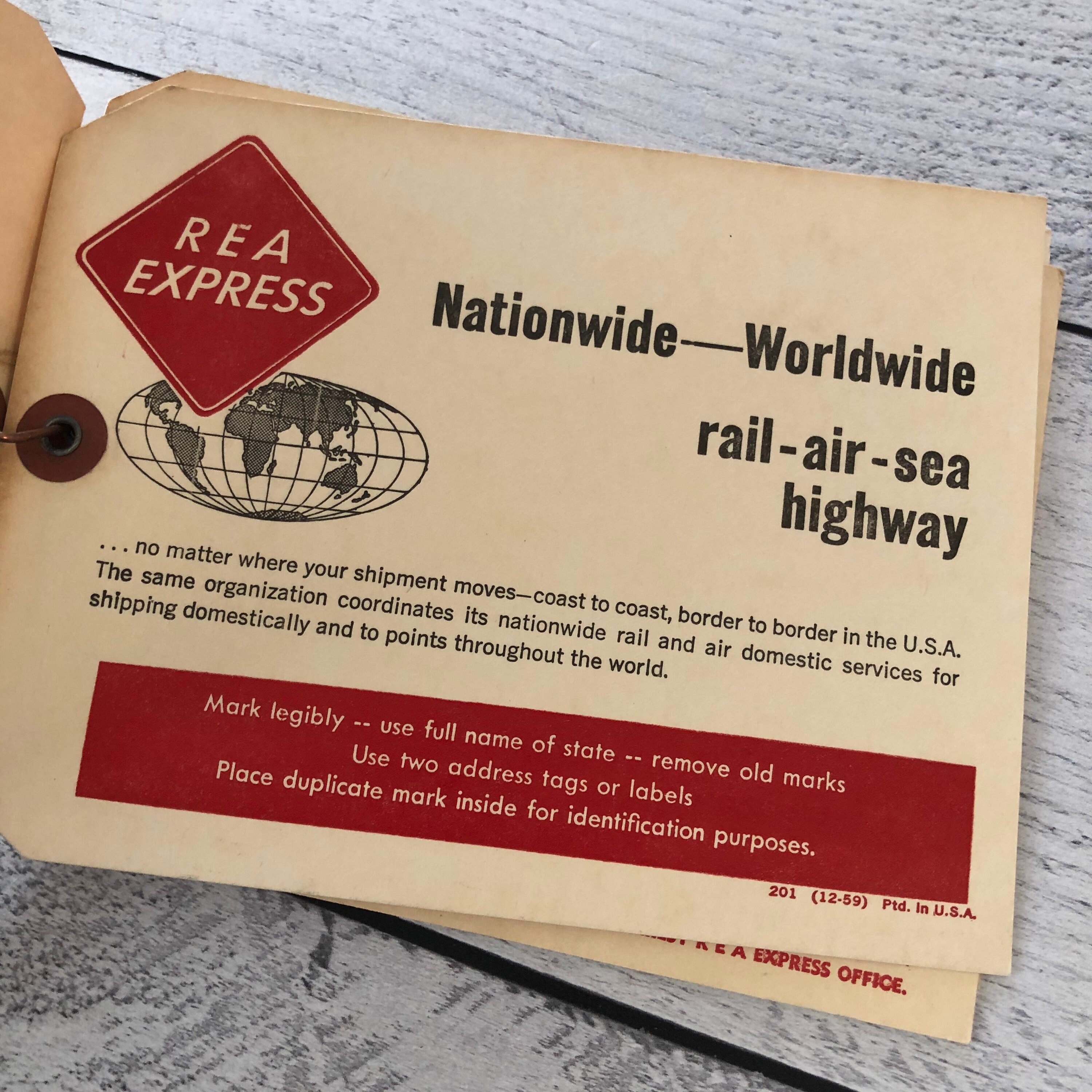 Vintage REA Express Worldwide Shipping Tags Set of 6 Tags on Etsy