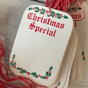 SELTENE Vintage Christmas Special Tags mit ihren originalen Saiten