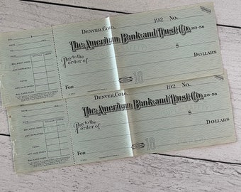 Antique 1920’s American Bank & Trust Company Check with Stub