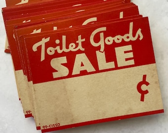 Vintage Toilet Goods General Store Mercantile Hardware Sale Price Tag Single Tag