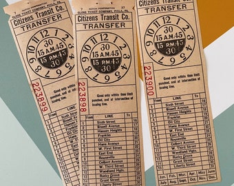 ヴィンテージ トランスファー チケット 1940 年代 - 5 枚