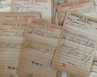 Vintage 1940’s Douglas & Breeden Druggists Used Receipts Set of 5
