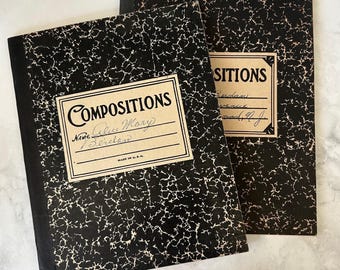 Antique Composition Notebooks set of two
