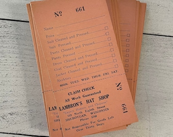 Antique 1940’s Lambron’s Hat Shop Claim Check Tag