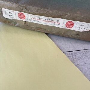 Carta per collettore di battitura vintage Hudson Canary Yellow No.68B Set di 5 fogli