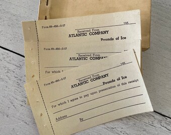 Vintage 1950’s Atlantic Company Ice Bill Slips Set of 2