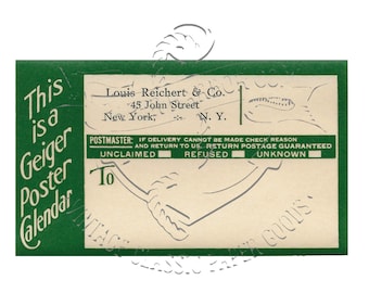 Vintage Geiger Calendar Package Mailing Label PNG Digital Image Clip Art Commercial Use