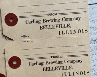 Vintage Carling Brewing Co of Belleville, Illinois Single Tag