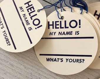 Vintage Dennison Hello My Name Is Strung Tags Set of 3