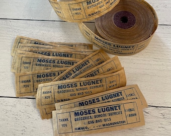 Vintage Moses Lugnet - Groceries, School Supplies, Gas & Oils. from Ilwaco, Washington Gummed Tape Strip