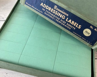 Dennison GREEN Gummed Addressing Labels No. 4715 Single Sheet of 33 Labels