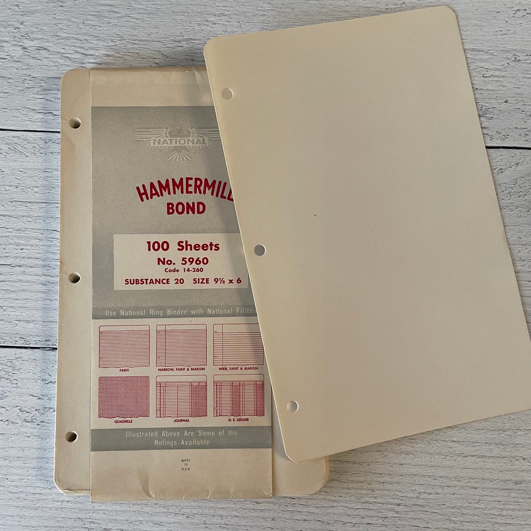 Vintage National Hammermill Bond No.5960 Filler Paper Set of 5 Sheets