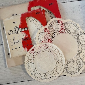Vintage 1954 Roylies Spitze Papier Deckchen 2er Set