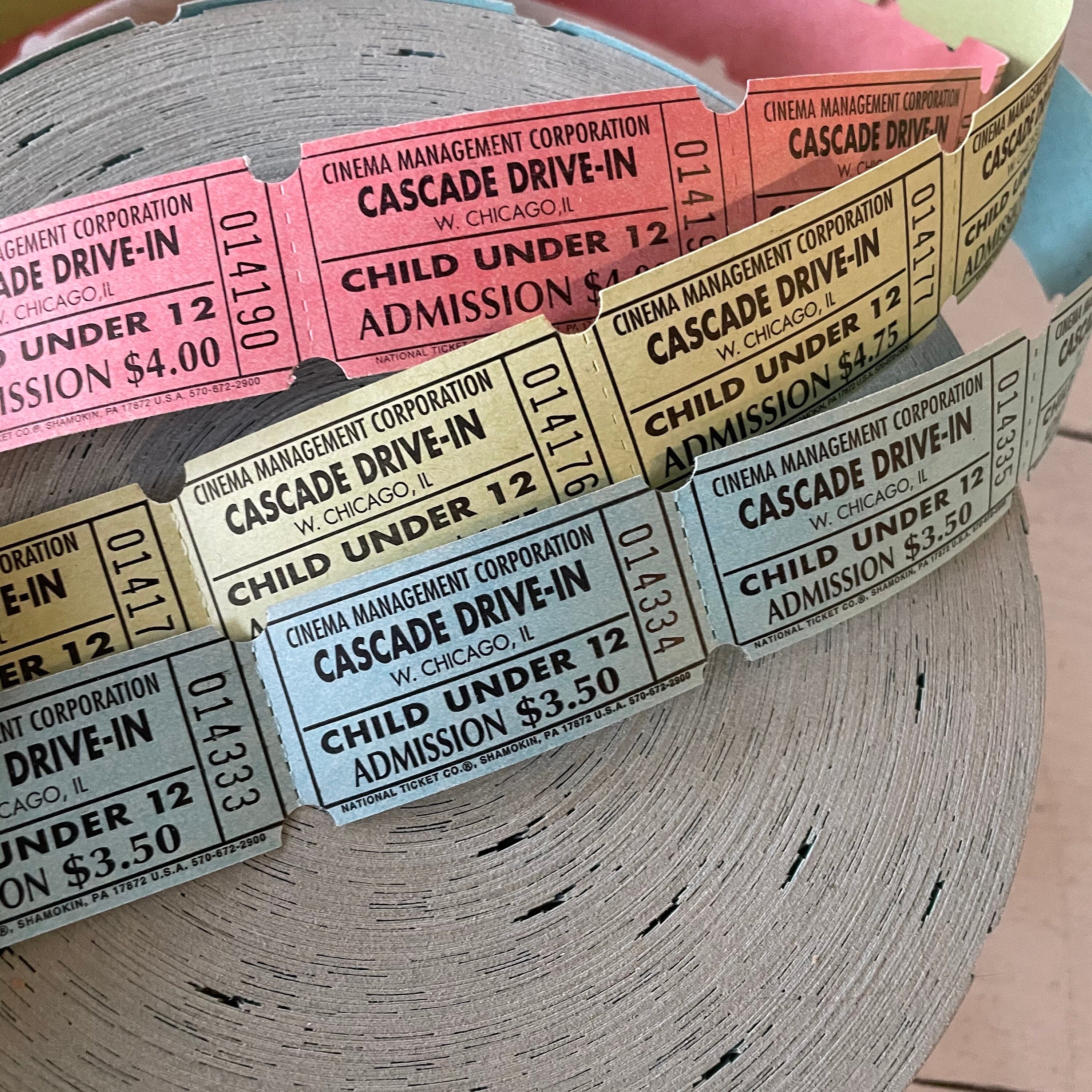 Vintage Cascade Drive-in Theatre Children’s Admission Tickets Set of 12 ...
