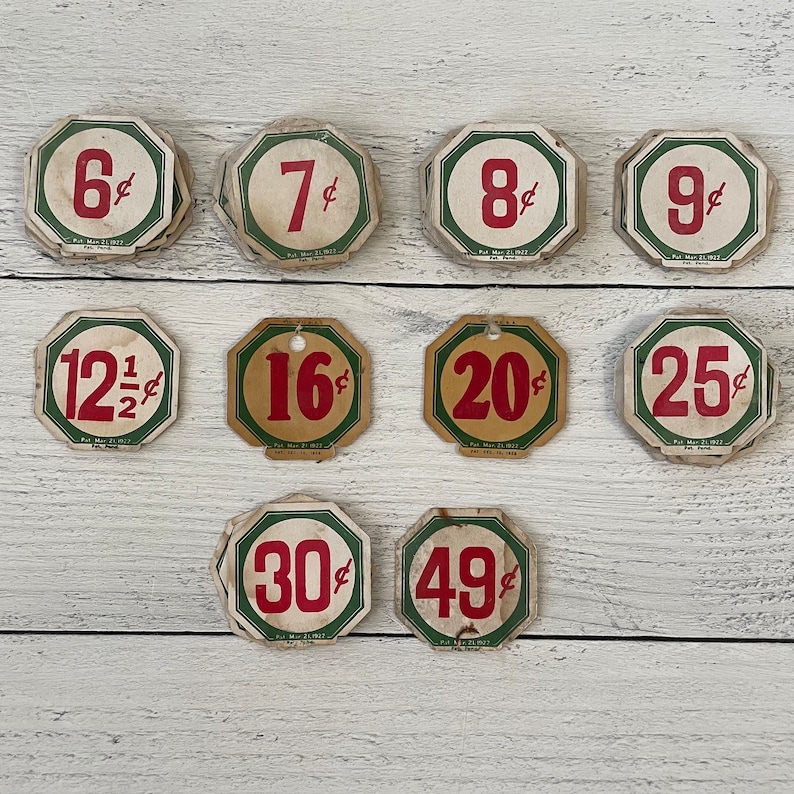 Antique Crown Brand Mercantile / Store Price Display Cards Red & Green ...