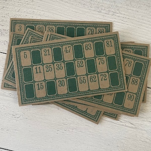 Vintage Milton Bradley Grüne Lottokarte aus den 1930er Jahren