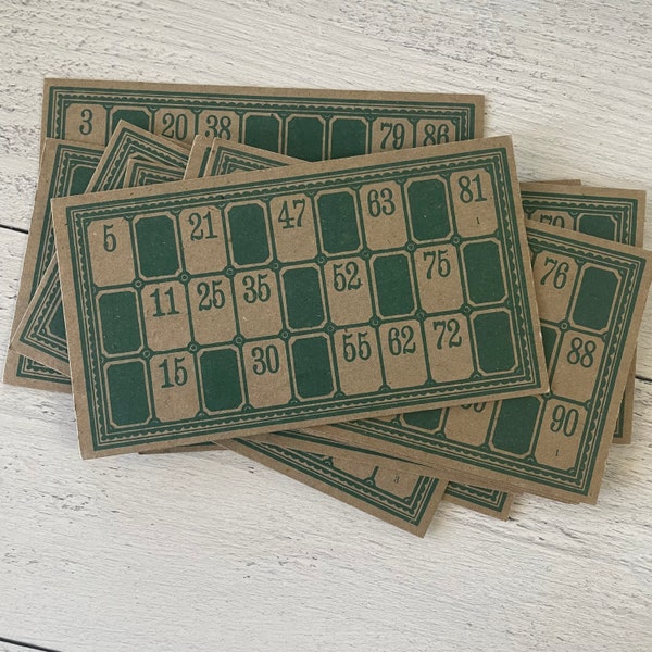 Vintage 1930s Milton Bradley Green Lotto Card