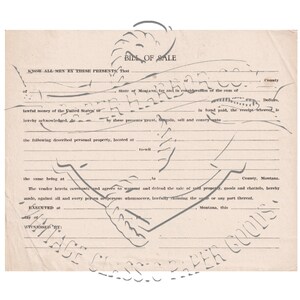 Antique Bill of Sale PNG Digital Image Clip Art Commercial Use
