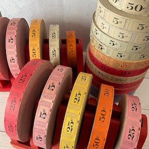 Vintage full ticket rolls and racks! Choose your favorite!