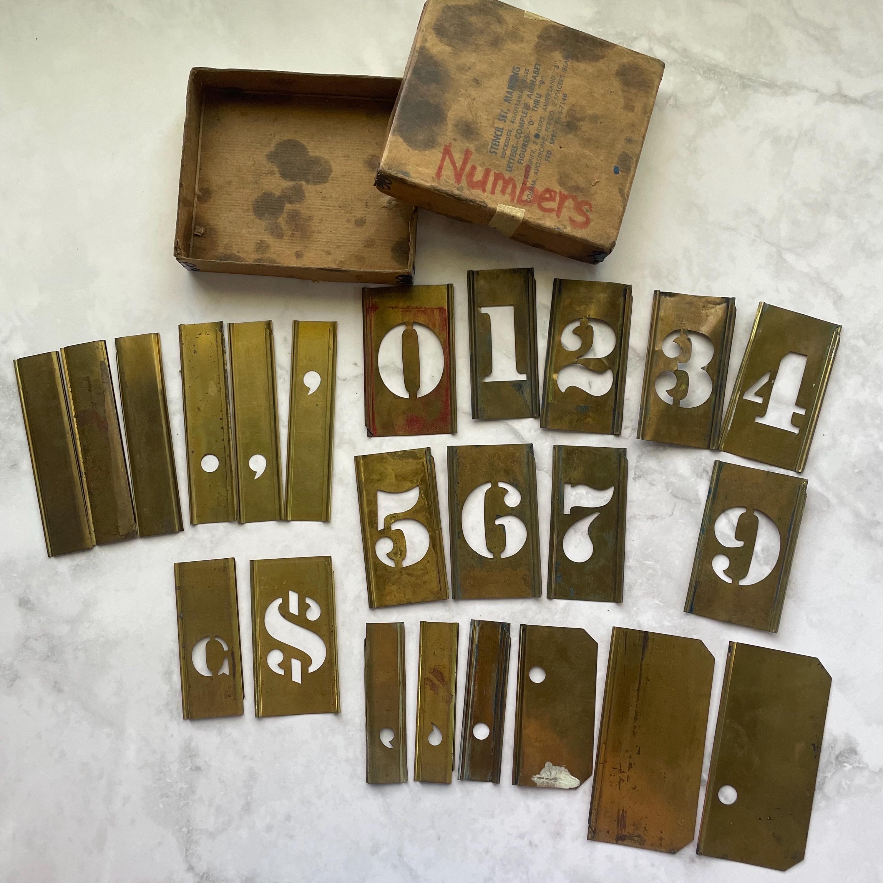 Vintage Brass Numbers Stencil Set in Box - Etsy