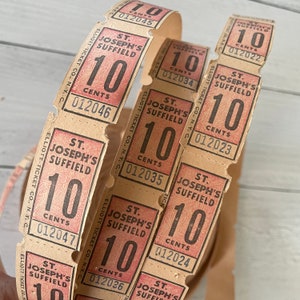 Vintage St. Joseph's Suffield 10 Cent Tickets. Set aus 10 Eintrittskarten