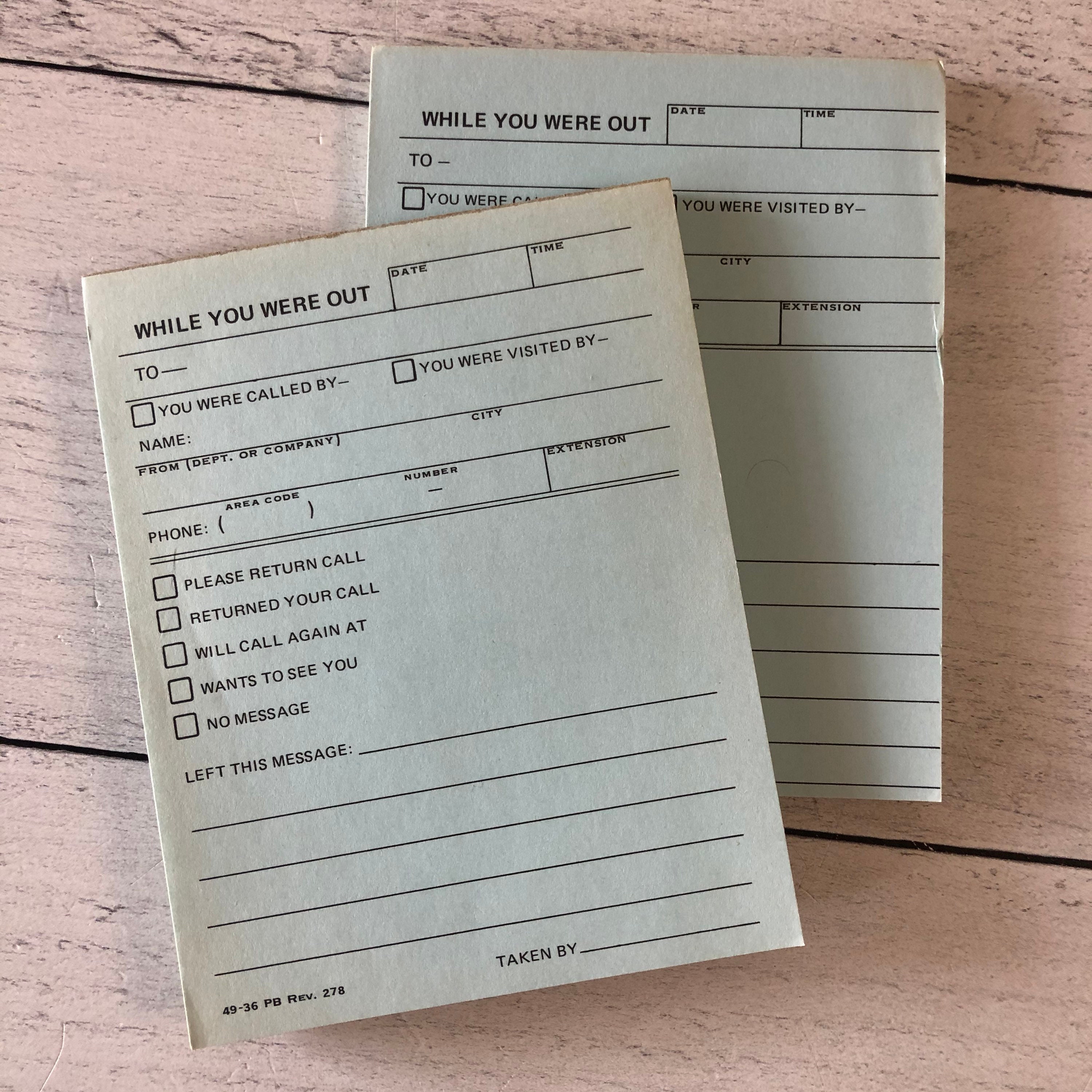 Vintage While You Were Out Message Slips Set of 5 sheets Etsy