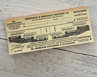 Vintage Louisville & Nashville Railroad Co. Cash Fare Ticket /  Receipt Set of 3