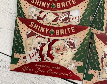 PHC No. 85 Vintage Shiny Brite Mini Envelope and Santa Gummed Seals Reproductions