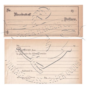 Vintage Geld Bargeld Rente Versand Quittungen 2er Set PNG Digital Bild Clip Art Kommerzielle Nutzung