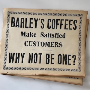 Carteles publicitarios de papel de café de cebada de papel antiguo