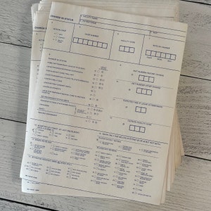 Formulários duplicados de mudança de status de paciente vintage do Departamento de Saúde Mental do Estado do Tennessee