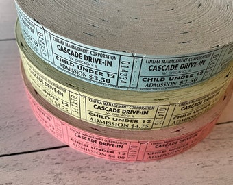 Vintage Cascade Drive-In Theatre Children’s Admission Tickets Set of 12