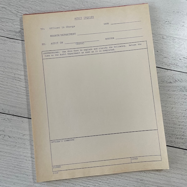 Vintage Officer’s Audit Inquiry Forms