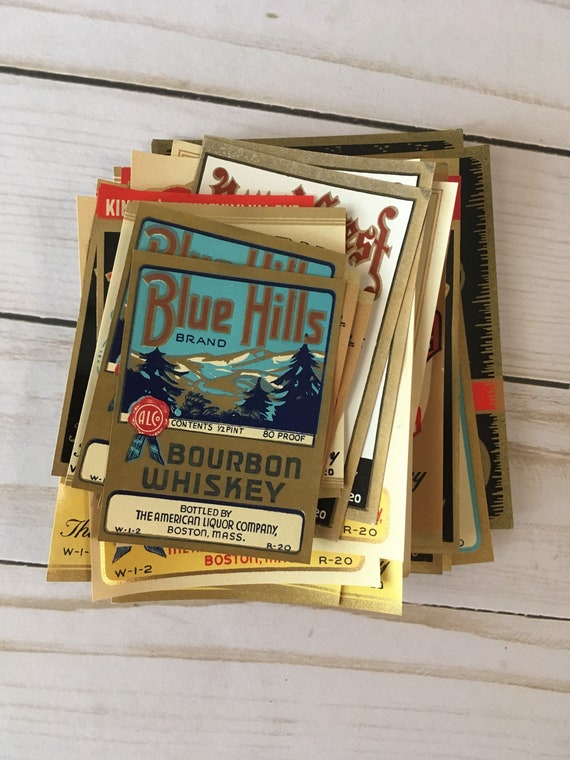 Vintage 1930's - 1940's Whiskey Bourbon Rye Bottle Labels NOS Set