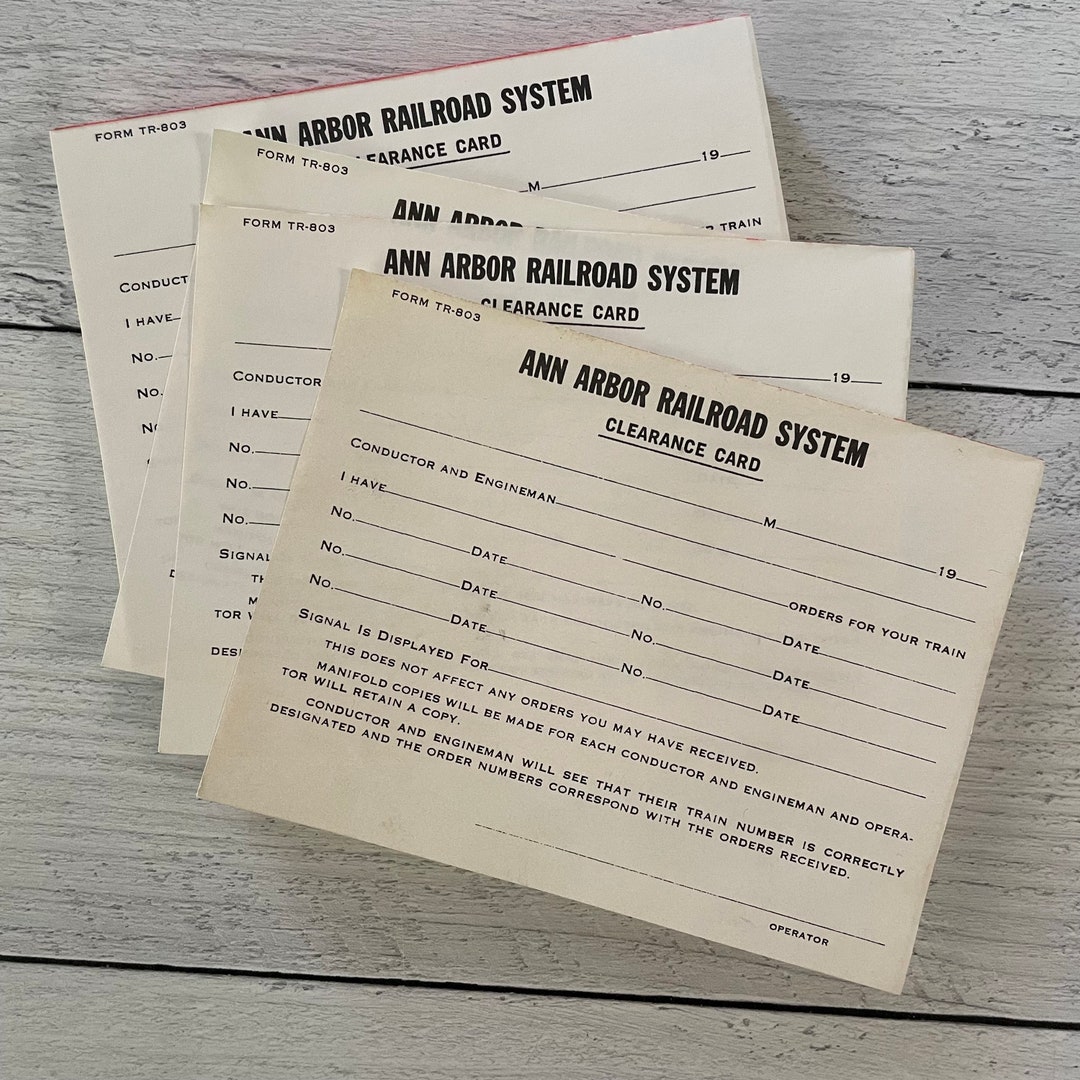 Vintage Ann Arbor Railroad System Clearance Card Forms Set of 3