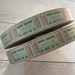 Vintage 1940er Jahre Union Theaterkarten Wählen Sie Volle Rolle oder Streifen von 5 Karten