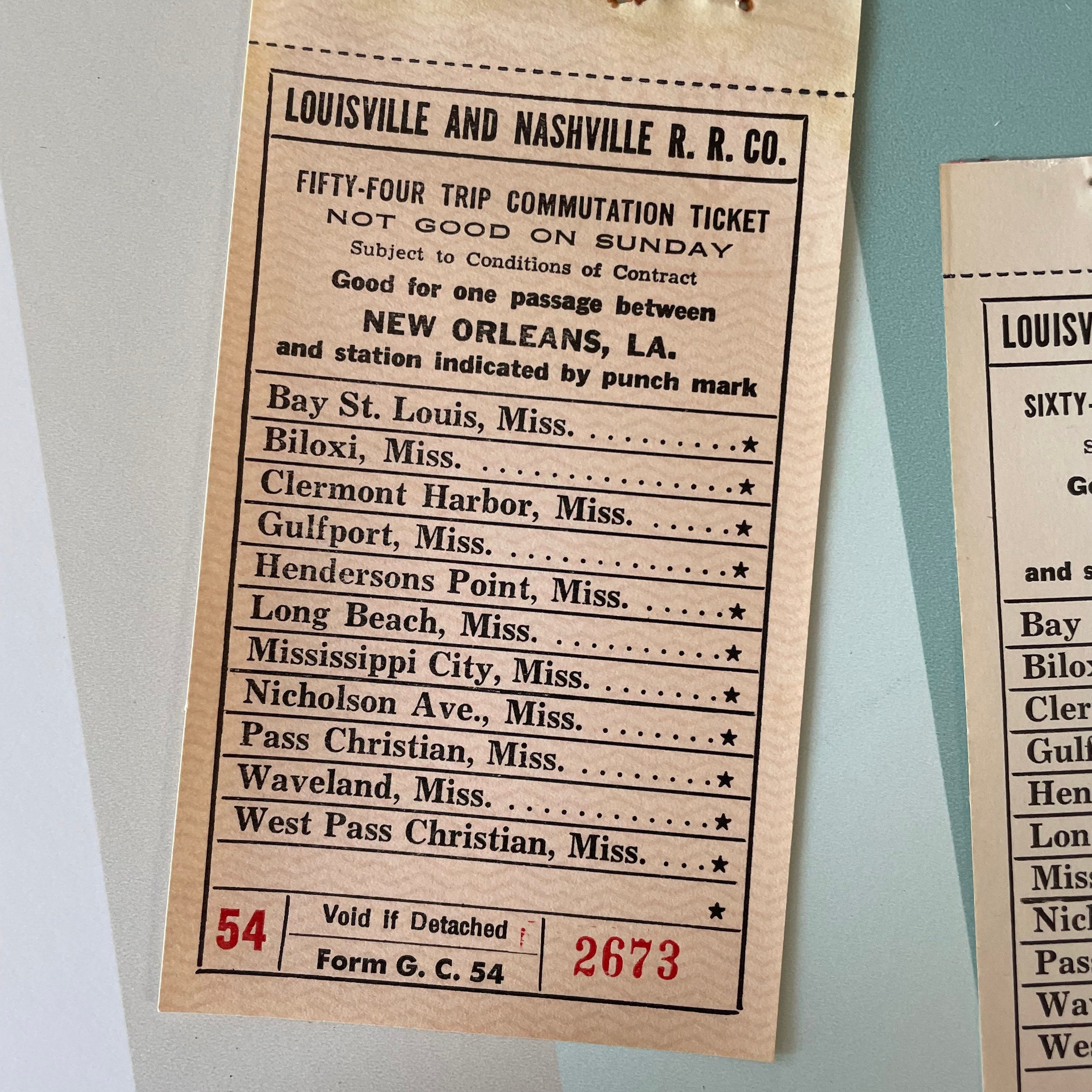 Vintage Louisville & Nashville Railroad Co Tickets Set of 3 -  Sweden