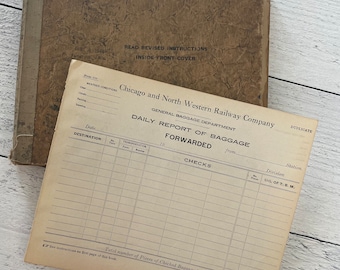 Antique 1930s Chicago and North Western Railway Company Daily Baggage Reports Single Double Sided Sheet