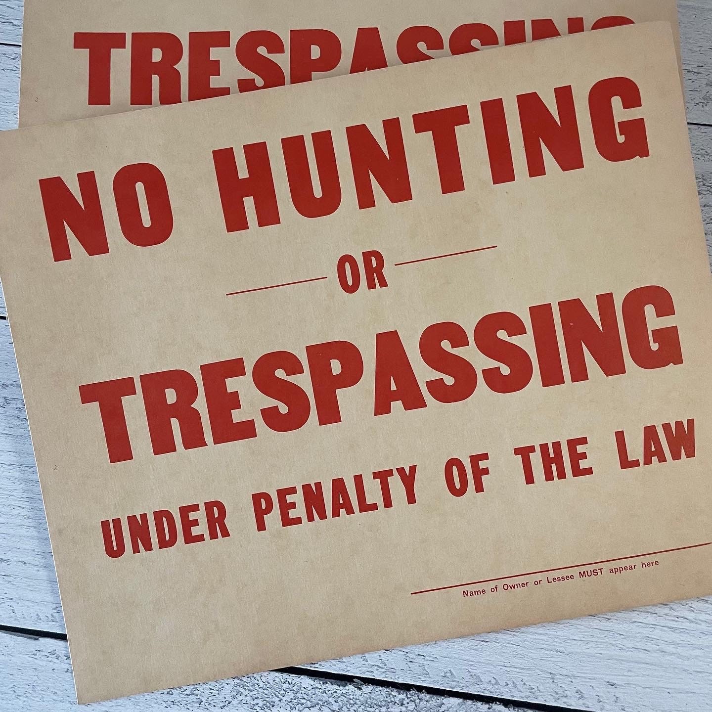 Home Décor Wall Hangings Posted No Hunting Vintage Looking Reproduction