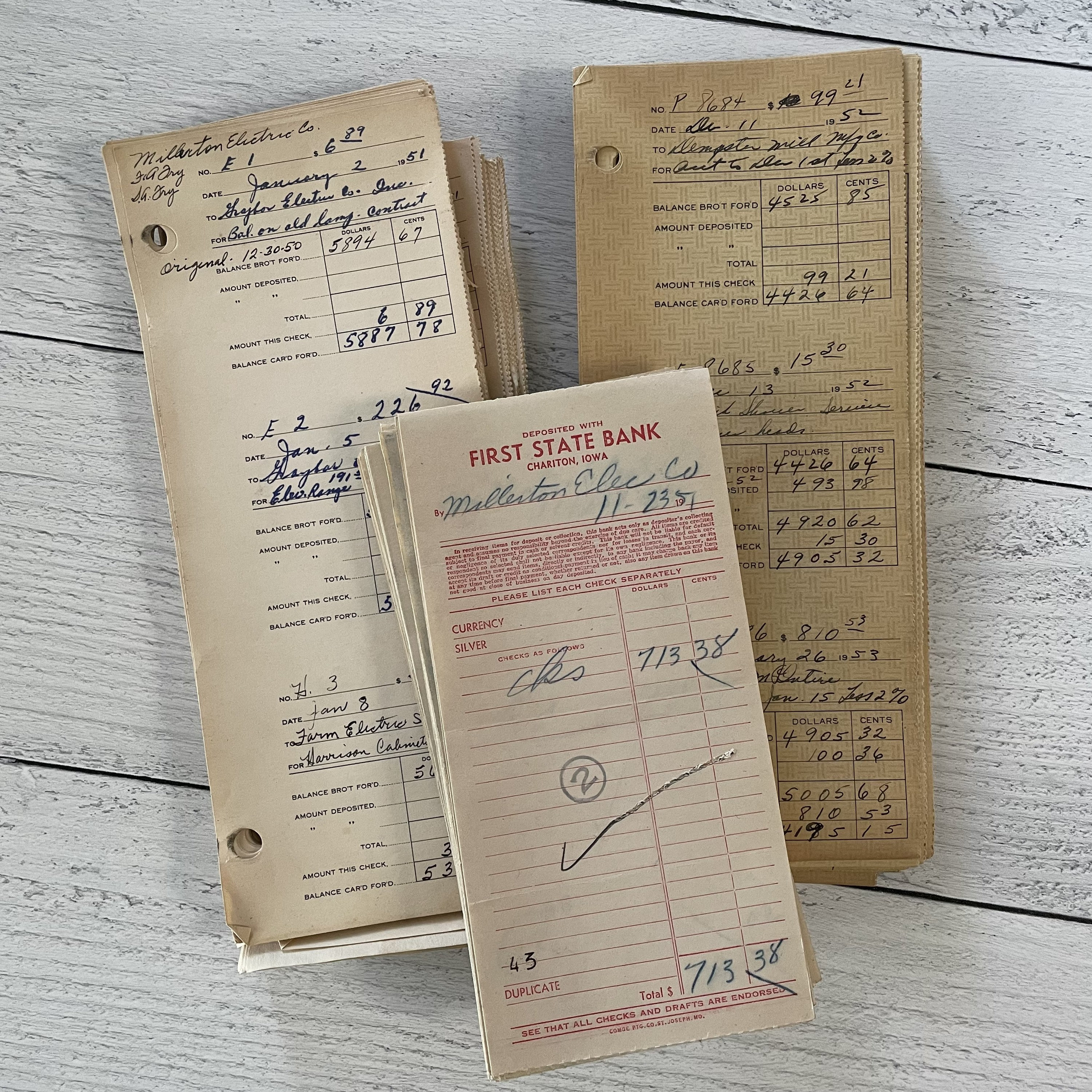 1950年代の銀行セット - 小切手帳の控えと預金伝票の3枚セット - Etsy 日本