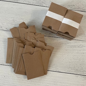 NUEVO- ¡No vintage! Mini sobres de bolsillo Kraft súper divertidos con parte superior recortada, juego de 3